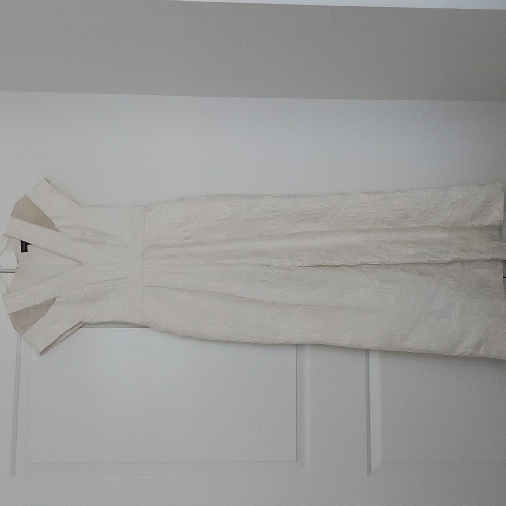 Tadashi Shoji Dagian Floral Jacquard Jumpsuit Ivory